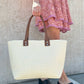 Hazel Large Straw Tote w/ Dual Handles: OFF WHITE