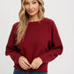 Boatneck Dolman Pullover: BURGUNDY