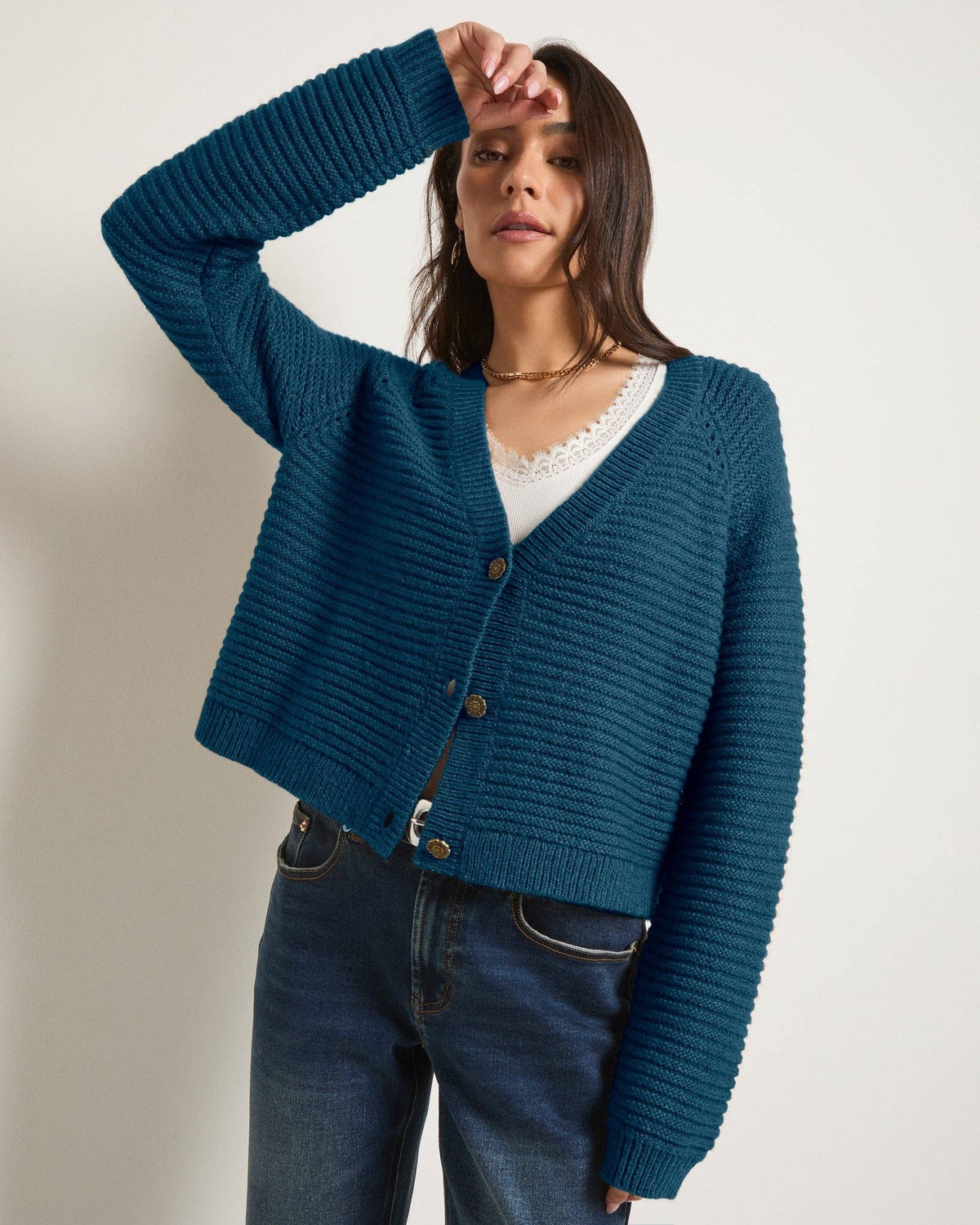 Seventy Eight and Sunny (SEAS) - Meadow Cardigan: Sea Grass / L