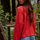 By Together - W2114 | Knit Sweater Rolled Round Neck Pullover Top: Green / S