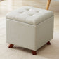 Tufted Square Storage Ottoman with Lift Off Lid: Linen Beige