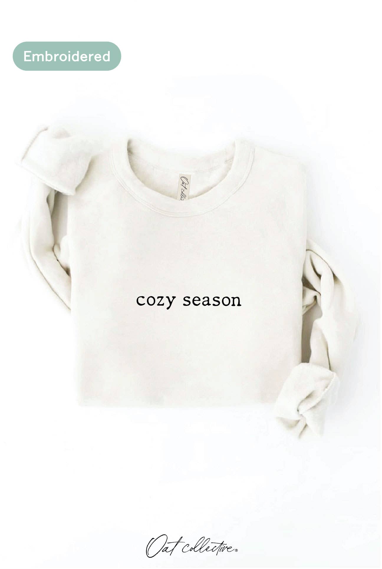 OAT COLLECTIVE - EMBROIDERED COZY SEASON Sweatshirt : VINTAGE WHITE LONG SLEEVE / M