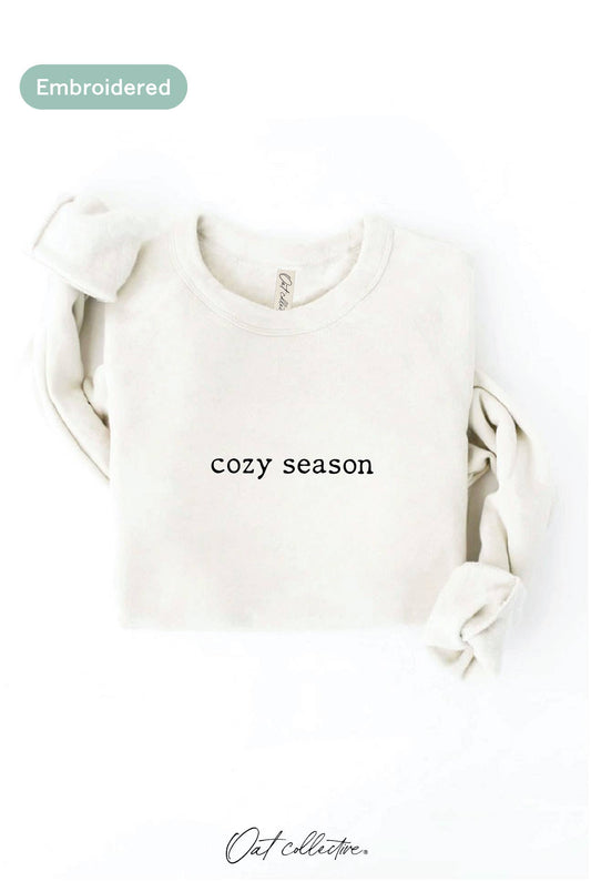 OAT COLLECTIVE - EMBROIDERED COZY SEASON Sweatshirt : VINTAGE WHITE LONG SLEEVE / XL