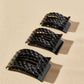 TELETIES - Jet Black Quilted | Large | Flat Rectangle Hair Clip