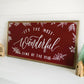 Joyfully Said - It's the Most Wonderful Time of the Year | Wall Art: Red / Light Brown Frame / 36 inches x 18 inches