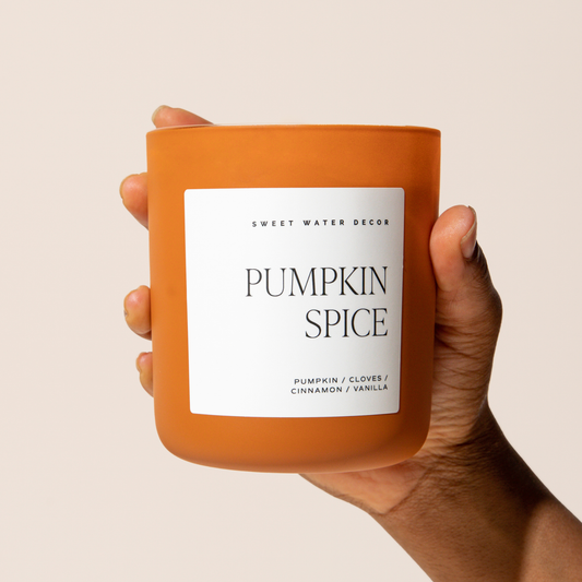 Candle: Pumpkin Spice 15 oz Soy Candle, Matte Jar