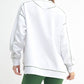 Vintage Stitch Cotton Sweatshirt: WHITE/ BLACK