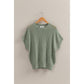 Open-Knit Dolman Sleeve Top: BLACK