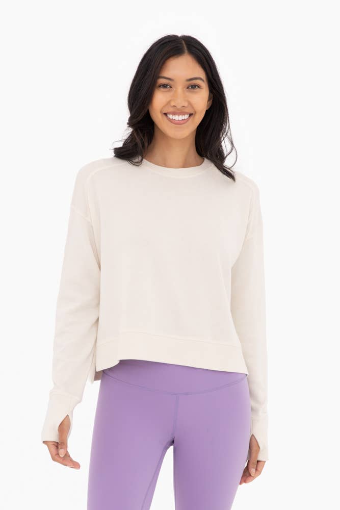 Organic Cotton Blend Crew Neck: NATURAL