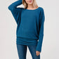 Heimious - Long Dolman Sleeve Round Neck Brushed Knit Top, 2739: Navy / S