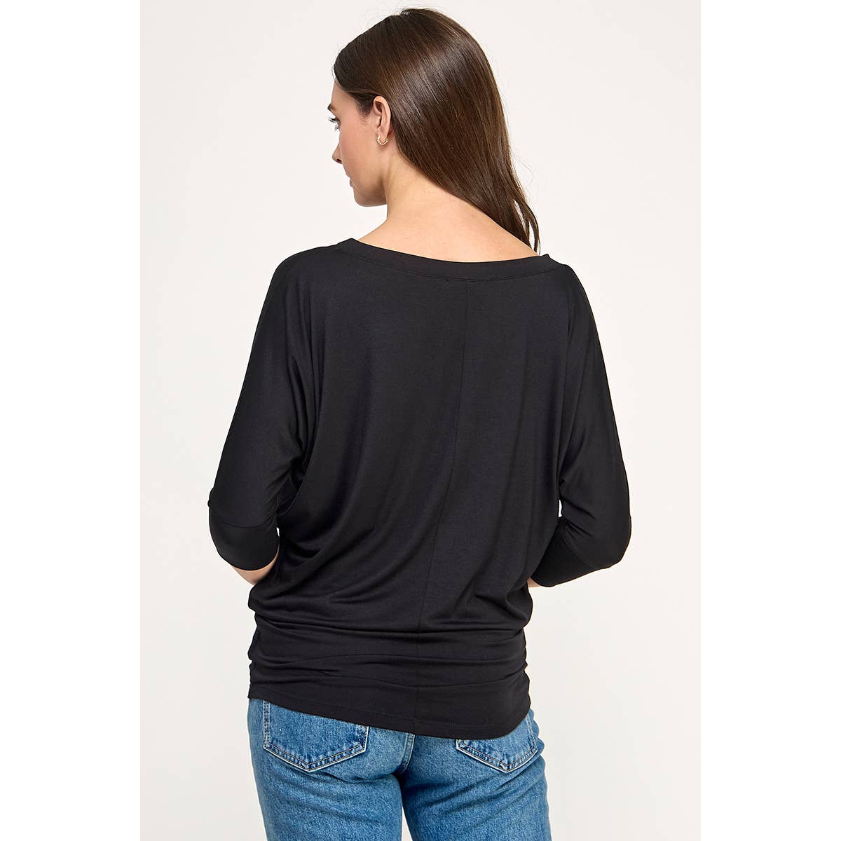 Heimious - 3/4 Dolman Sleeve Round neck Modal Jersey  Top, 2503: White / M