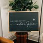 Let Us Adore Him: Red-White Text / Dark Brown Frame / 24 inches x 16 inches