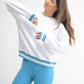 Contrast Cinch Cotton Sweatshirt: WHITE/BLUE JAY