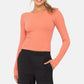 Seamless Ribbed Long Sleeve Top: BLACK