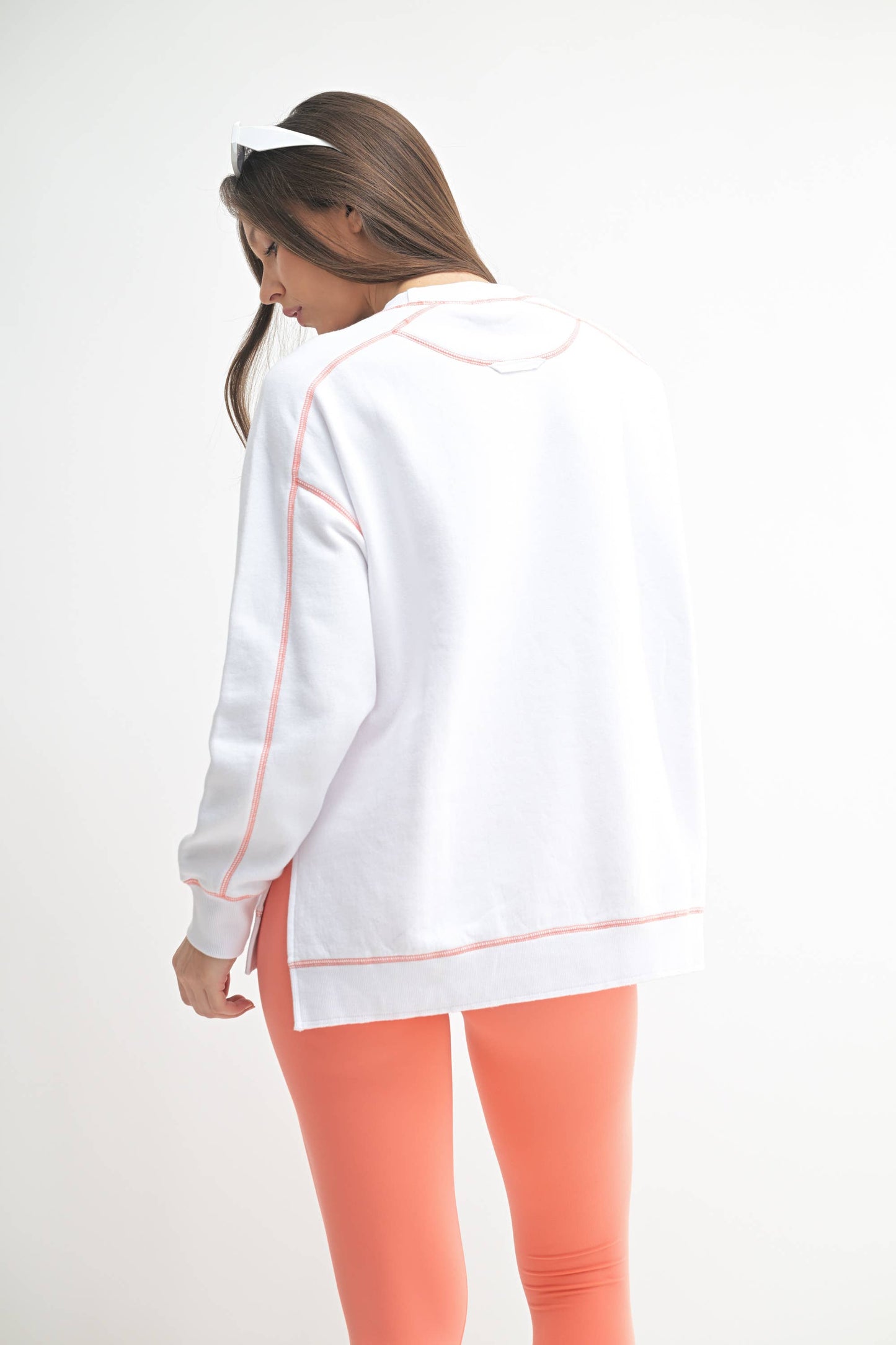 Vintage Stitch Cotton Sweatshirt: WHITE/WATERMELON