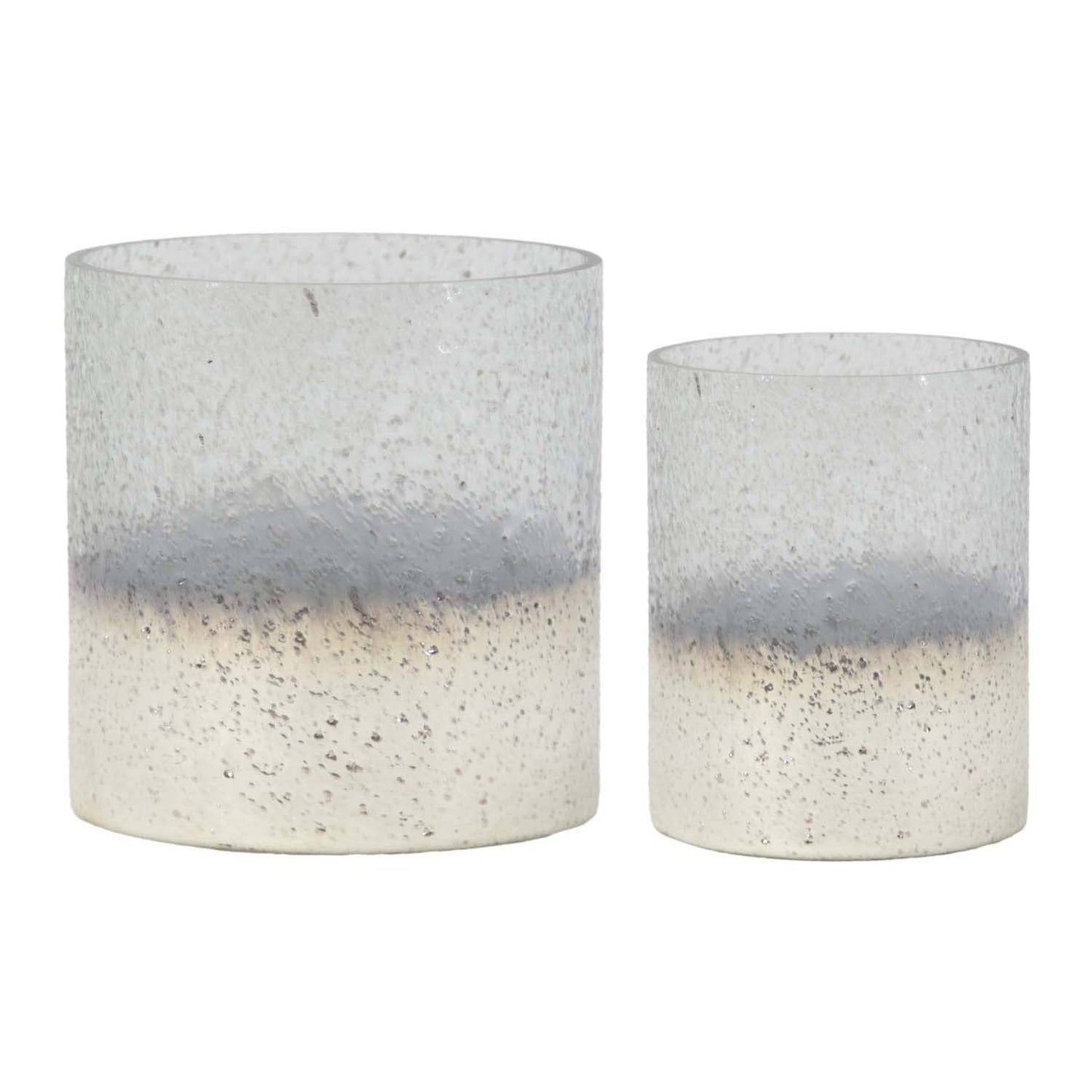 WT Collection - Set of 2 Round Bottom Icy Glass Jars