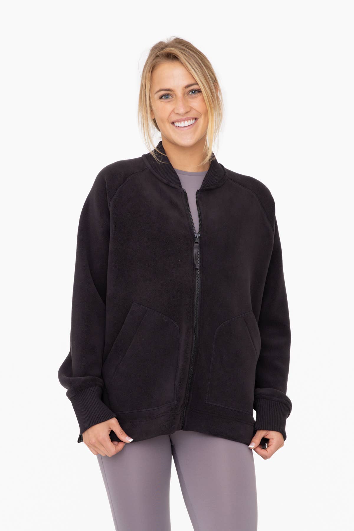 Microfleece Bomber Jacket: NATURAL