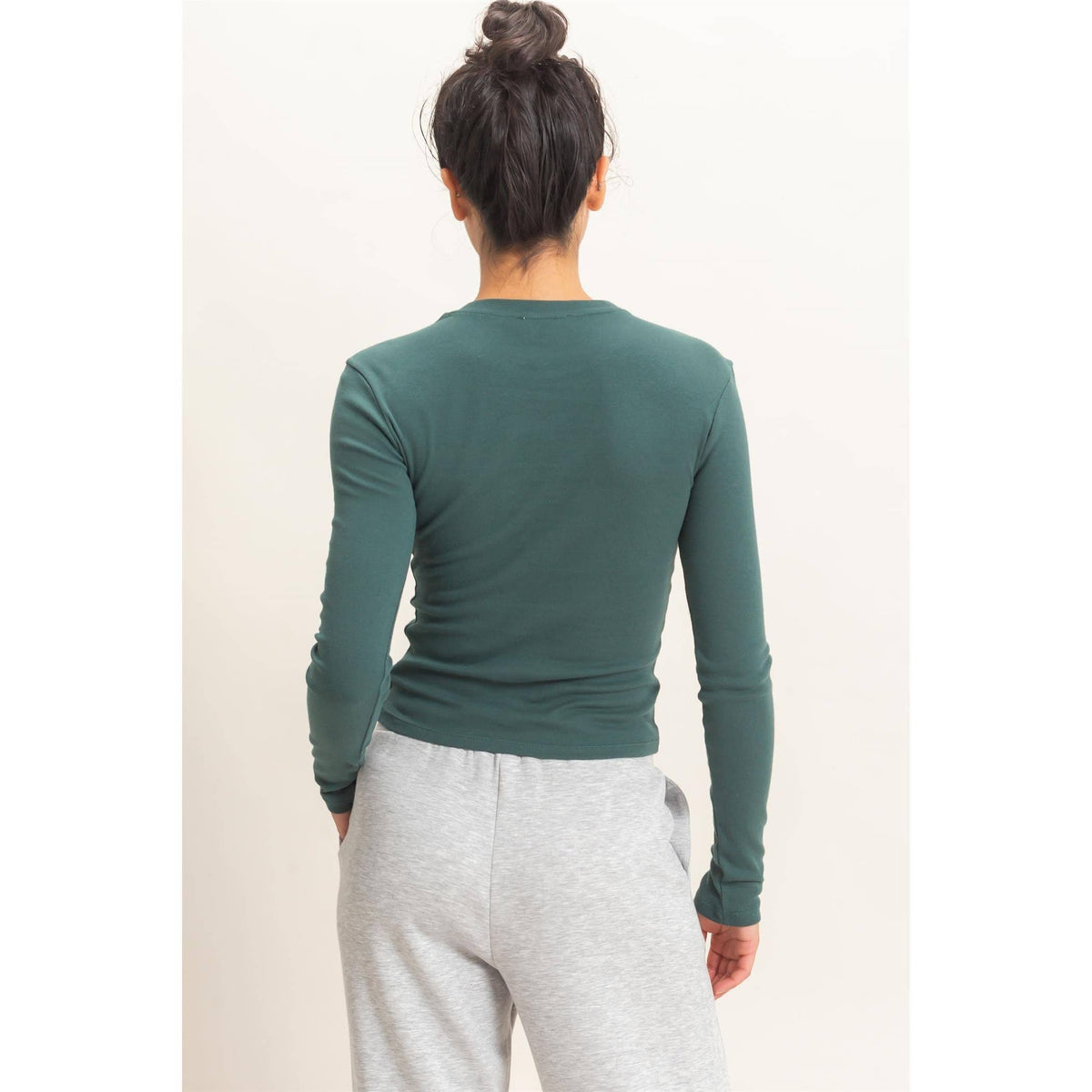 HYFVE - Crew Neck Long Sleeve Top: DARK BROWN / S-M-L(2-2-2)