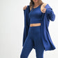 Open Front Longline Hoodie Cardigan: BLUE DEPTH