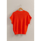 Open-Knit Dolman Sleeve Top: BLACK