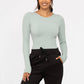 Seamless Ribbed Long Sleeve Top: BLACK