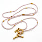 Long Pink Opal Stone and Gold Luxury Necklace
