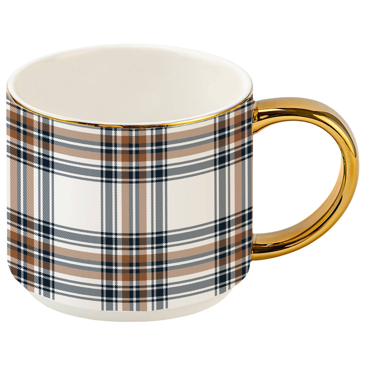 Mug: Orange Navy Plaid Coffee Mug