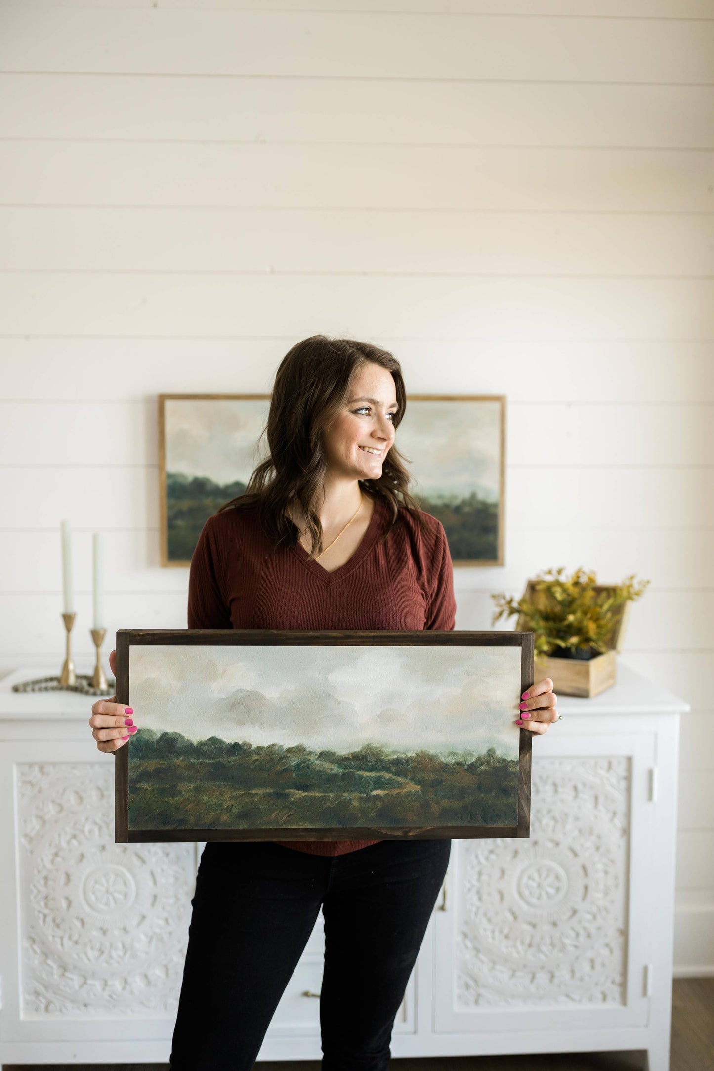 Wandering Trails | Fine Art: Light Brown Frame / 36 inches x 18 inches