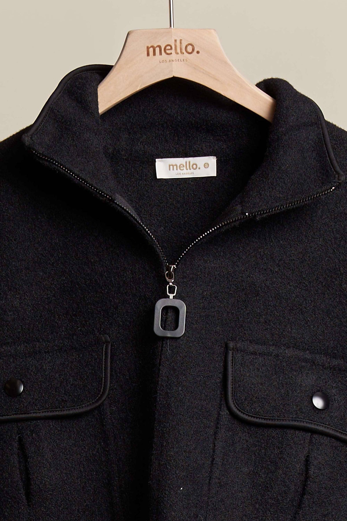 Mello. - Oversize Jacket with Knit Sleeve: Cream / ML