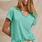 Urban Daizy - Rolled Sleeve V-Neck Pocket Tee: IVORY / S-2/M-2/L-2