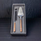 2pc Cake Serving Set w/ Wood Handles: Natural / Stainless Steel
