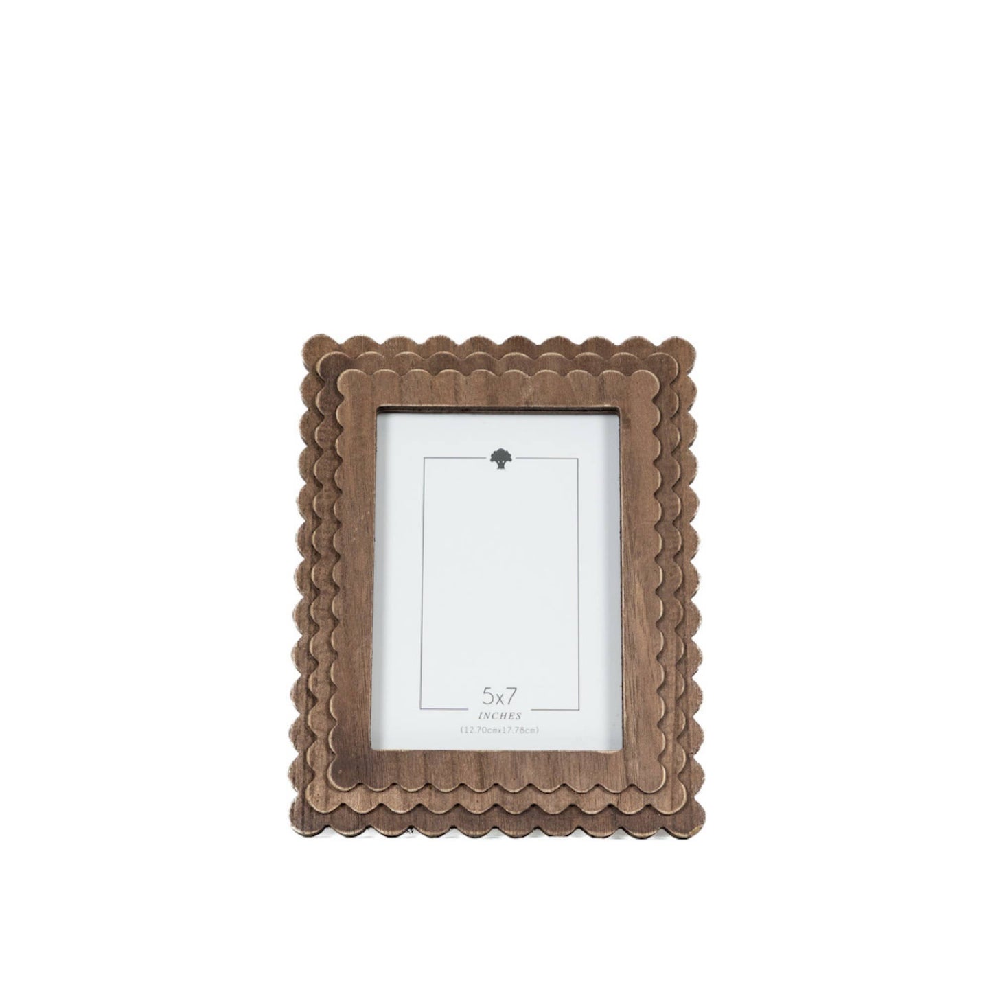 Devanie At Home - Wood scallop photo frame for 5x7 pic, espresso - 17030