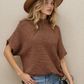 Indie & Co. | Women's Apparel - Maya Mock Neck Sweater-Brown | Batwing Sleeves | Casual Top: Coffee / 55%Acrylic+45%Cotton / XL