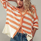 Cozy and Free Striped Cardigan: BURNT SIENNA/CREAM