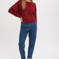 Boatneck Dolman Pullover: BURGUNDY