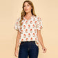 Les Amis - Floral Puff Sleeve Blouse: Off White / S