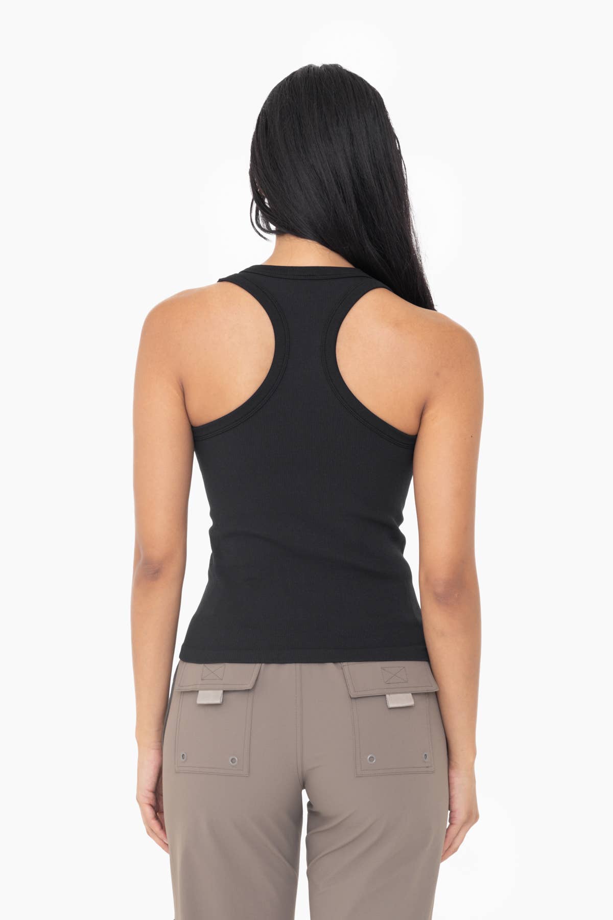 Seamless Ribbed Racerback Tank Top: Black