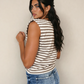 Indie & Co. | Women's Apparel - Serena Stripe Loose Tank Top - Brown | Tank Top | Loose Fit: Rayures marron / 95 % coton+5 % élasthanne / XL
