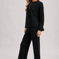 Textured Knit Top & Pants Set: BLACK