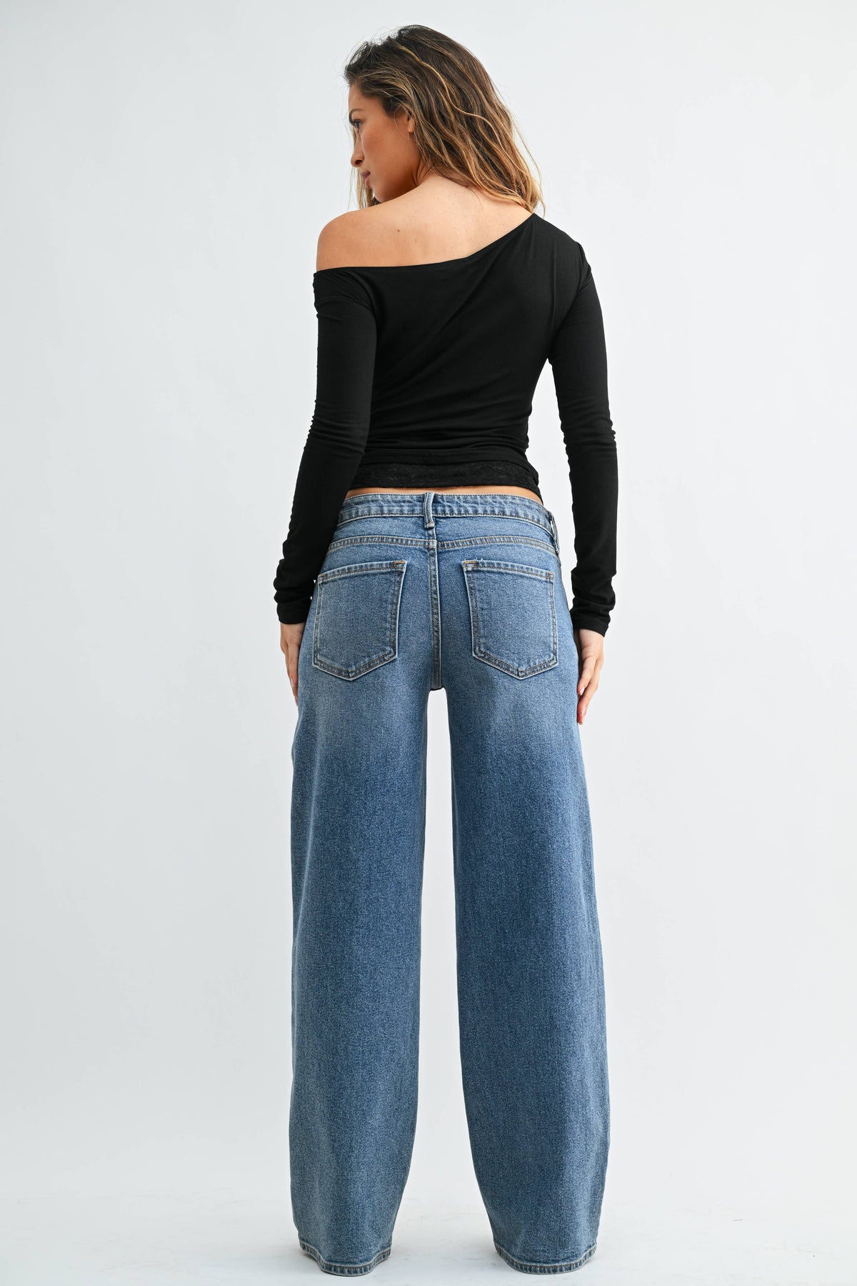 Just USA Jeans - Low Rise Baggy Wide Leg - MEDIUM DENIM - JP243: 12