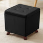 Tufted Square Storage Ottoman with Lift Off Lid: Linen Beige