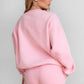 Fleece Crew Neck Pullover Sweatshirt: BLUSH