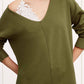 La Miel - JBS3122-V-neck Long Sleeve Lightweight Knit Top Christmas: Apple Green / M