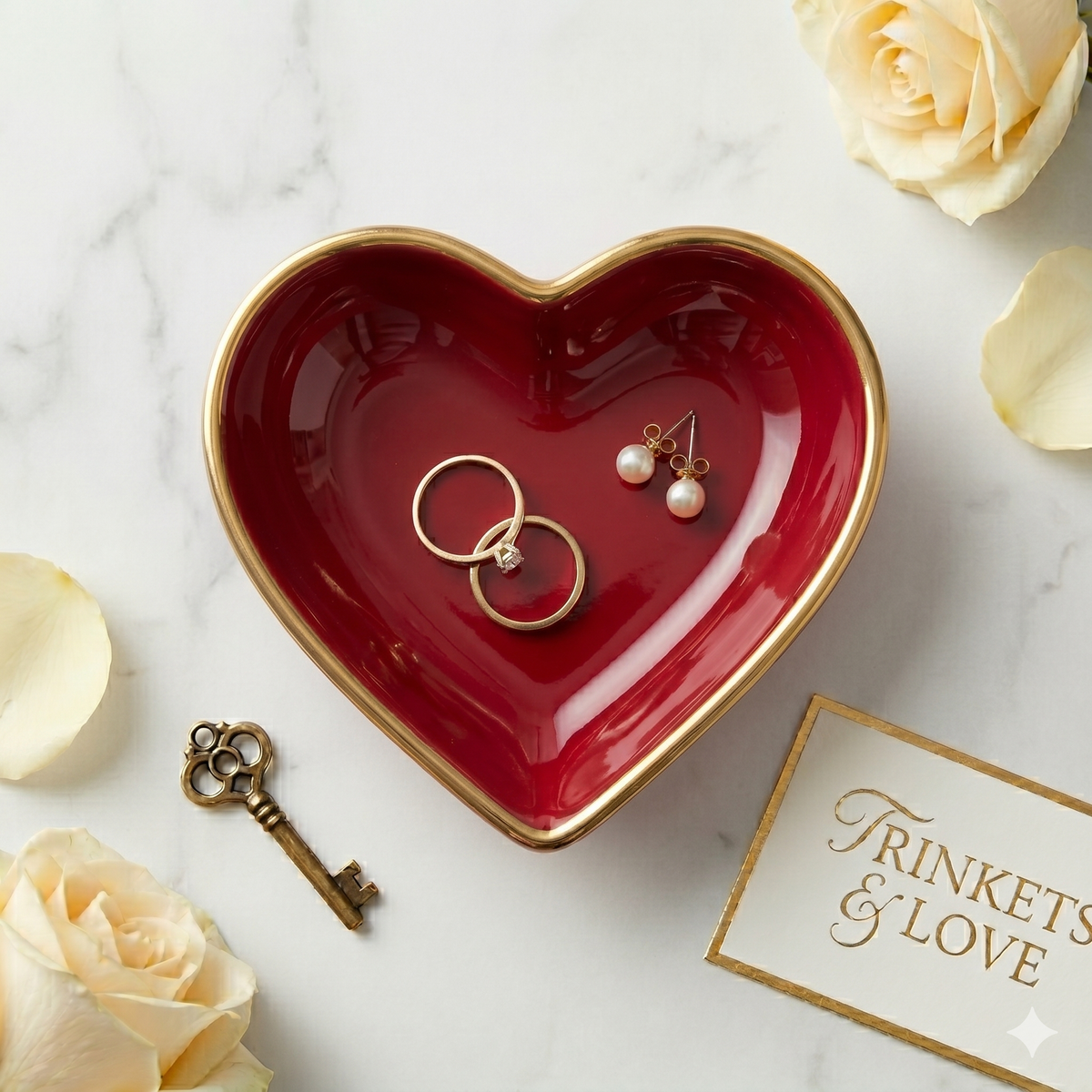 India Handicrafts Inc - Red Heart Dish