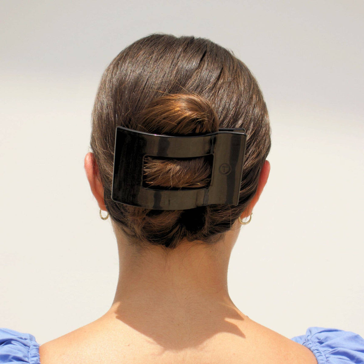 TELETIES - Jet Black | Large | Flat Rectangle Hair Clip