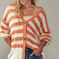 Cozy and Free Striped Cardigan: BURNT SIENNA/CREAM