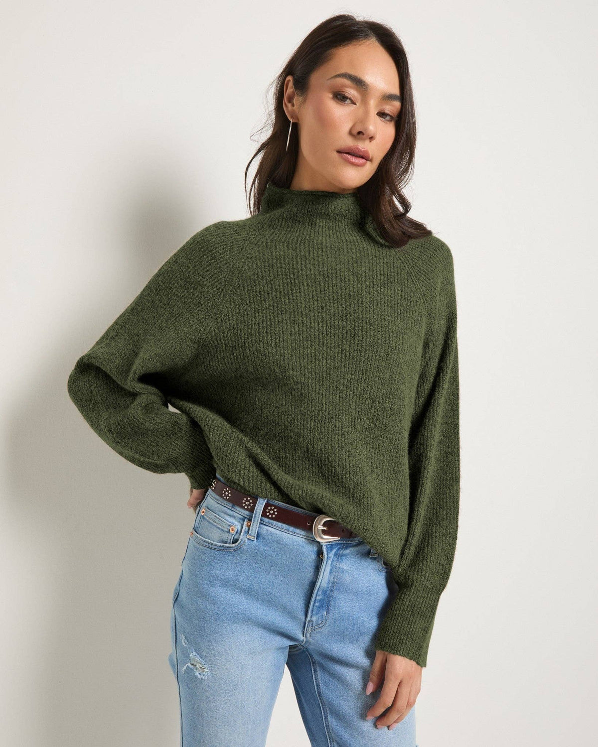 Seventy Eight and Sunny (SEAS) - Driftwood Sweater: Olive Marled / M
