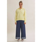 in february - MORNING LIGHT UPLIFTING SOFT PASTEL POLO SWEATER TOP: BUTTER YELLOW / S