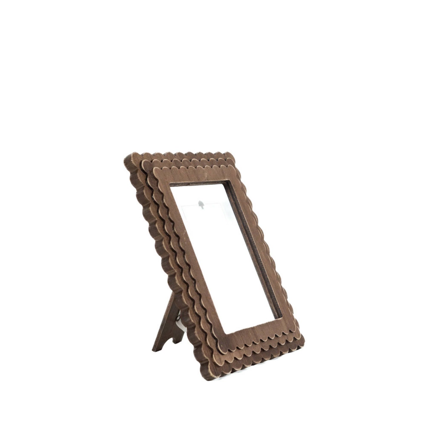 Devanie At Home - Wood scallop photo frame for 5x7 pic, espresso - 17030