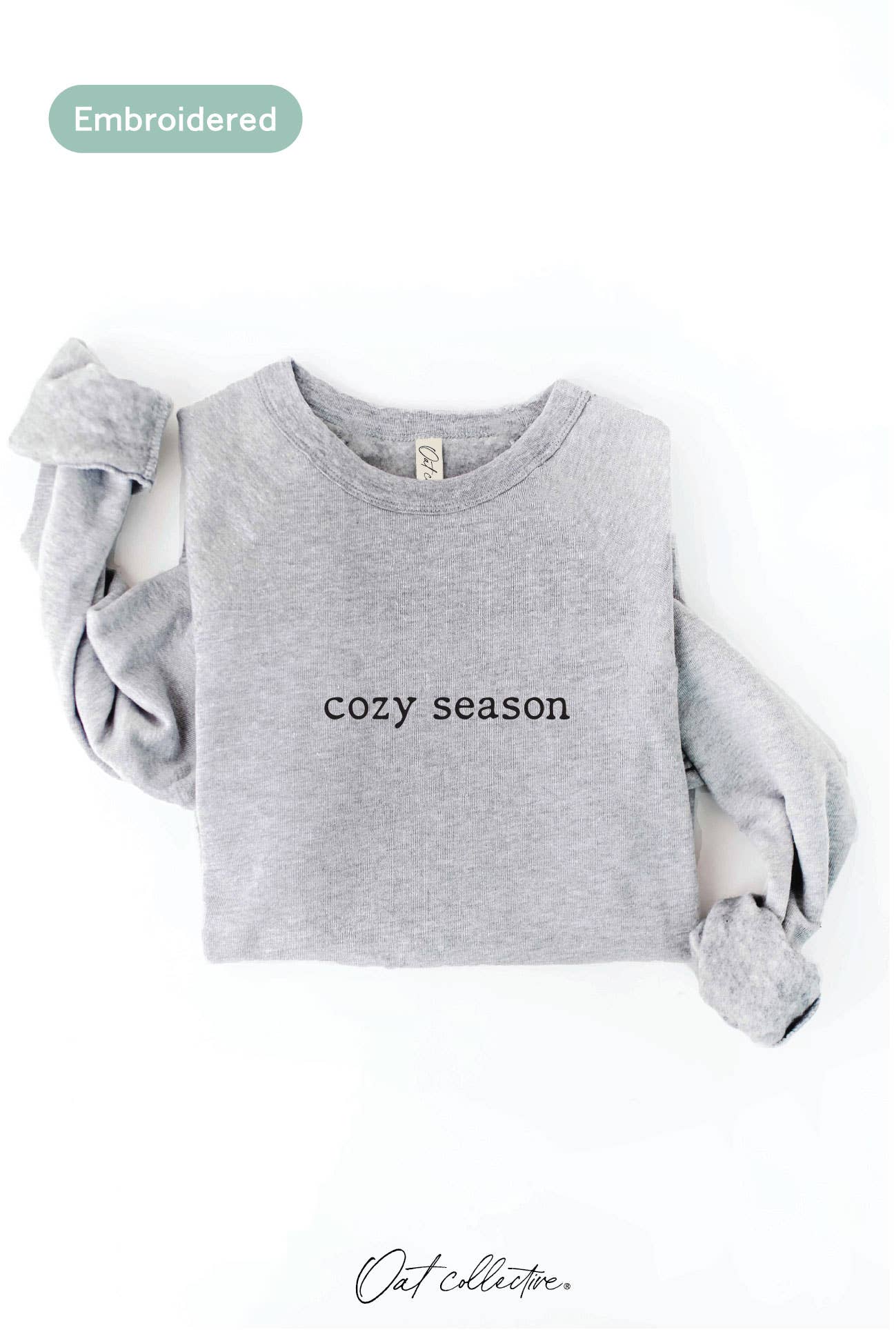 OAT COLLECTIVE - EMBROIDERED COZY SEASON Sweatshirt : VINTAGE WHITE LONG SLEEVE / M
